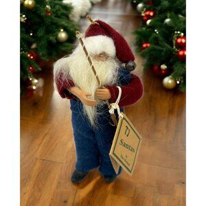 Vintage TJ Santas By Tina Mitchell Christmas Ornament Fishing Santa Claus